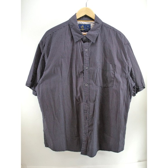 EUC Men’s Rugby University Short Sleeve Button Up 2X 100% Cotton Burgundy‎ Gray - Picture 2 of 7